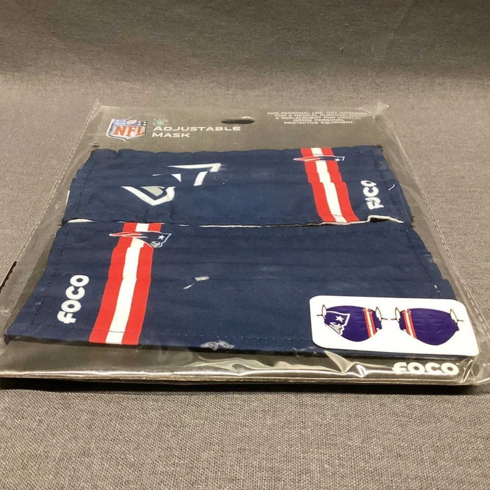 NFL NEW ENGLAND PATRIOTS MEN’S ADJUSTABLE MASK SET OF 2 COLOR: NAVY,RED,WHITE